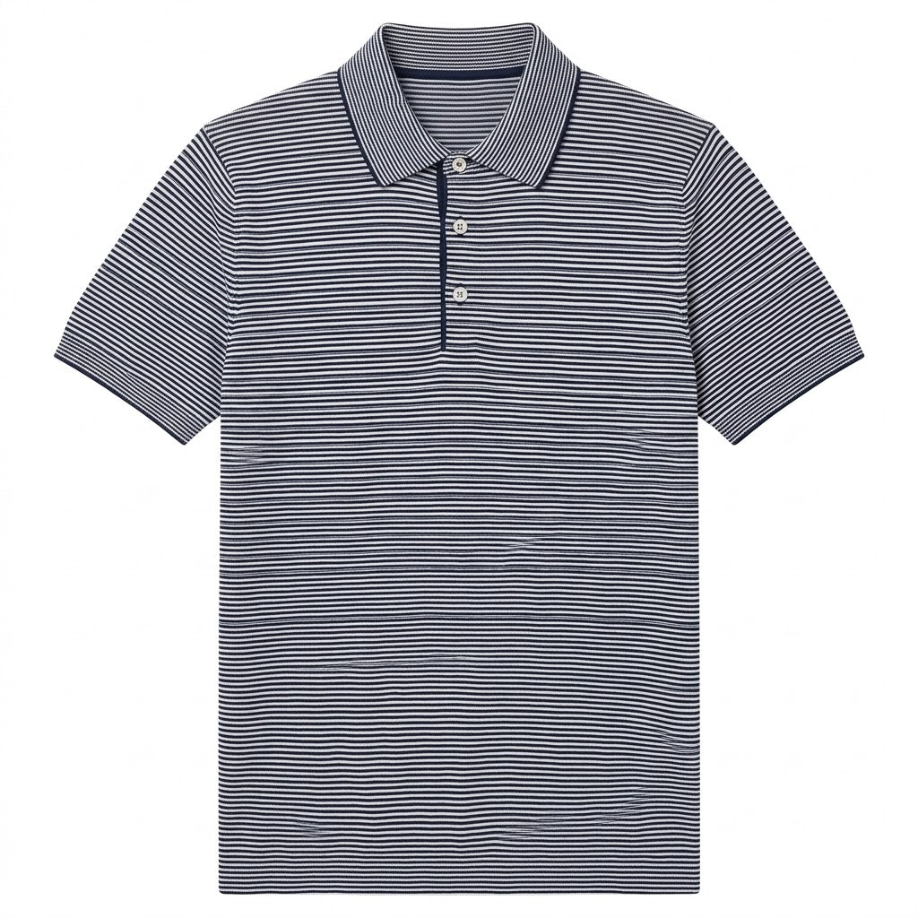 Mercerised Cotton Stripe Polo Shirt